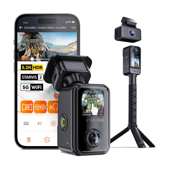 Vantrue E360 ACE 5.2K 360° Panoramic Dash Cam Bundle